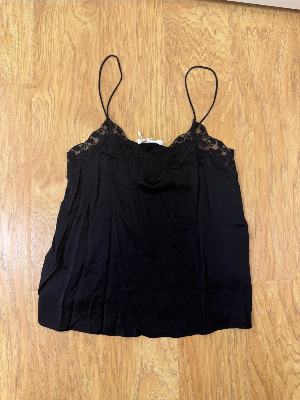 Mango Black Lace Trim Tank Top Blouse